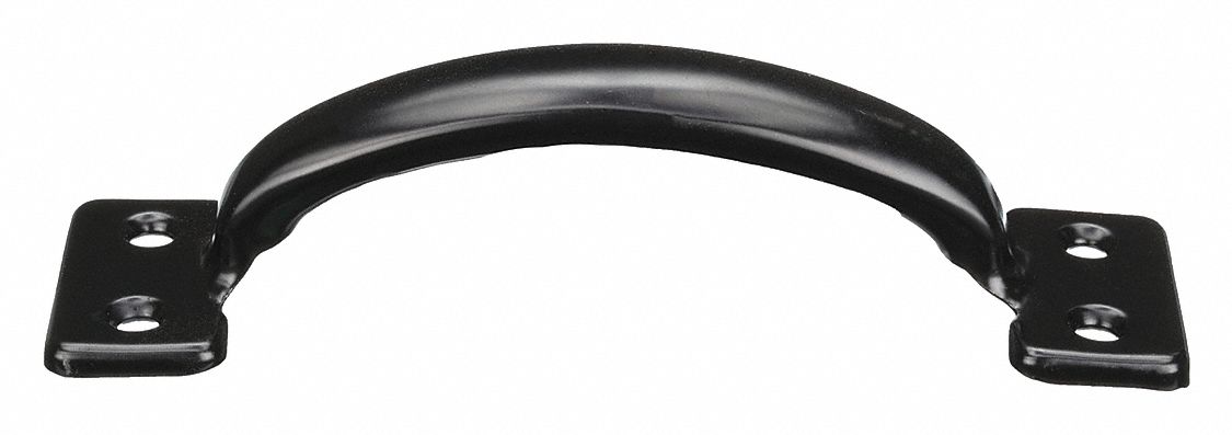 Pull Handle: Unthreaded Holes, Steel, Black, #6 Screw Size, 0.75 in, 4.5 in Grip Lg