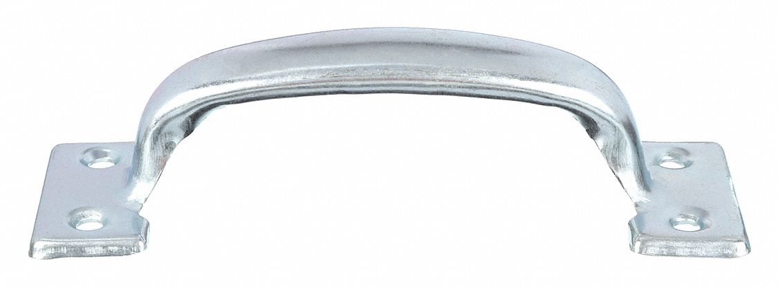 Pull Handle: Unthreaded Holes, Steel, Silver, #12 Screw Size, 1 in, 5.33 in Grip Lg