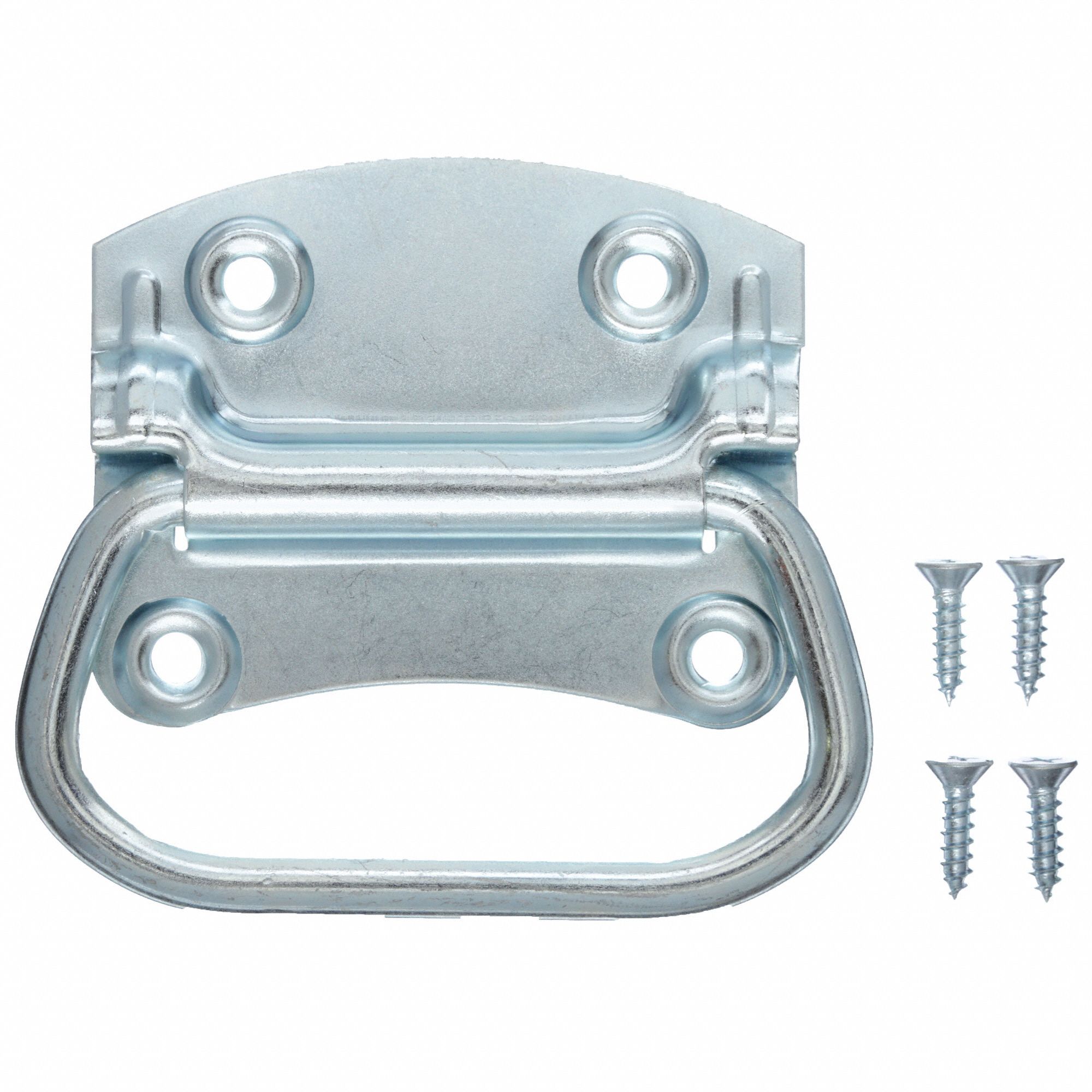 GRAINGER APPROVED Steel Folding Pull Handle with Polished Zinc Finish
