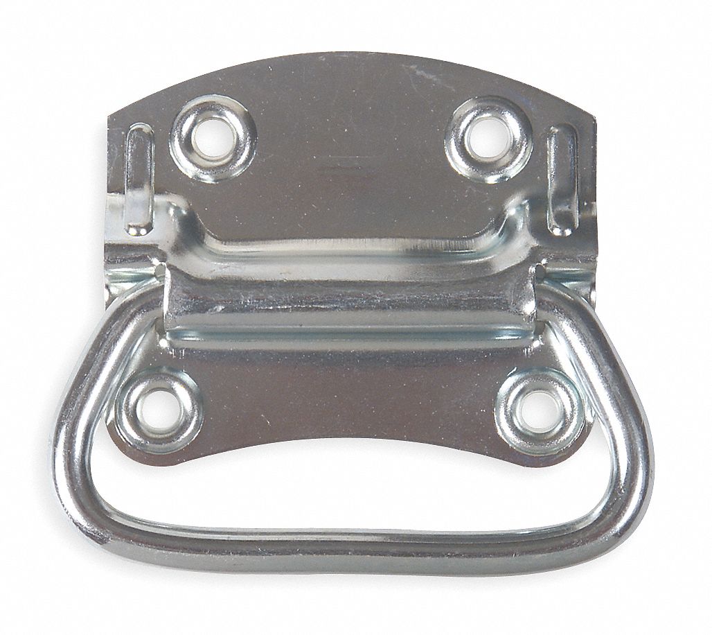 GRAINGER APPROVED Steel Folding Pull Handle with Polished Zinc Finish