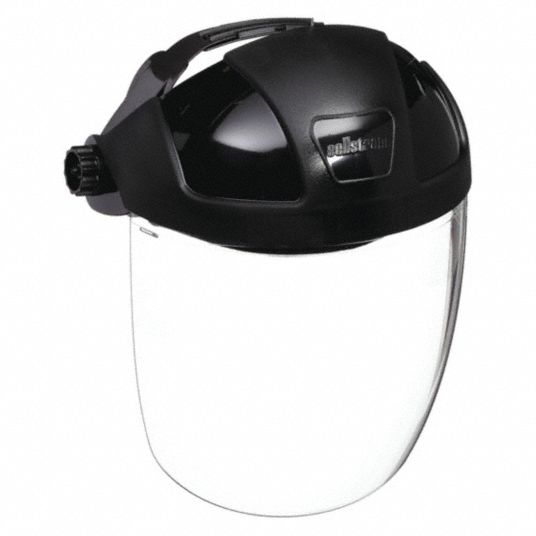 SELLSTROM Ratchet Face Shield Assembly: Anti-Fog, Clear Visor,  Polycarbonate, Ratchet, Black