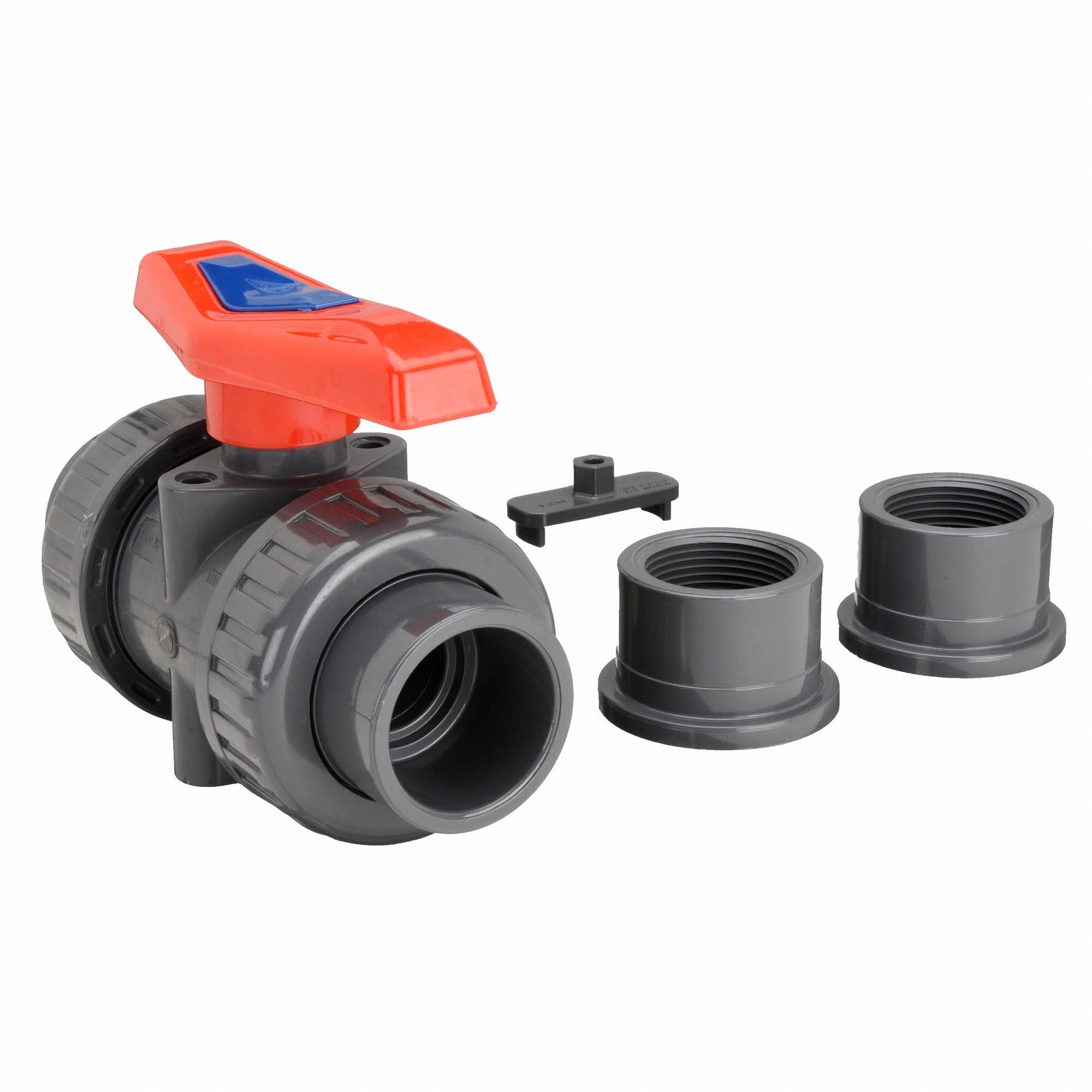 GRAINGER APPROVED Ball Valve, PVC, Inline True Union, 2Piece, Pipe