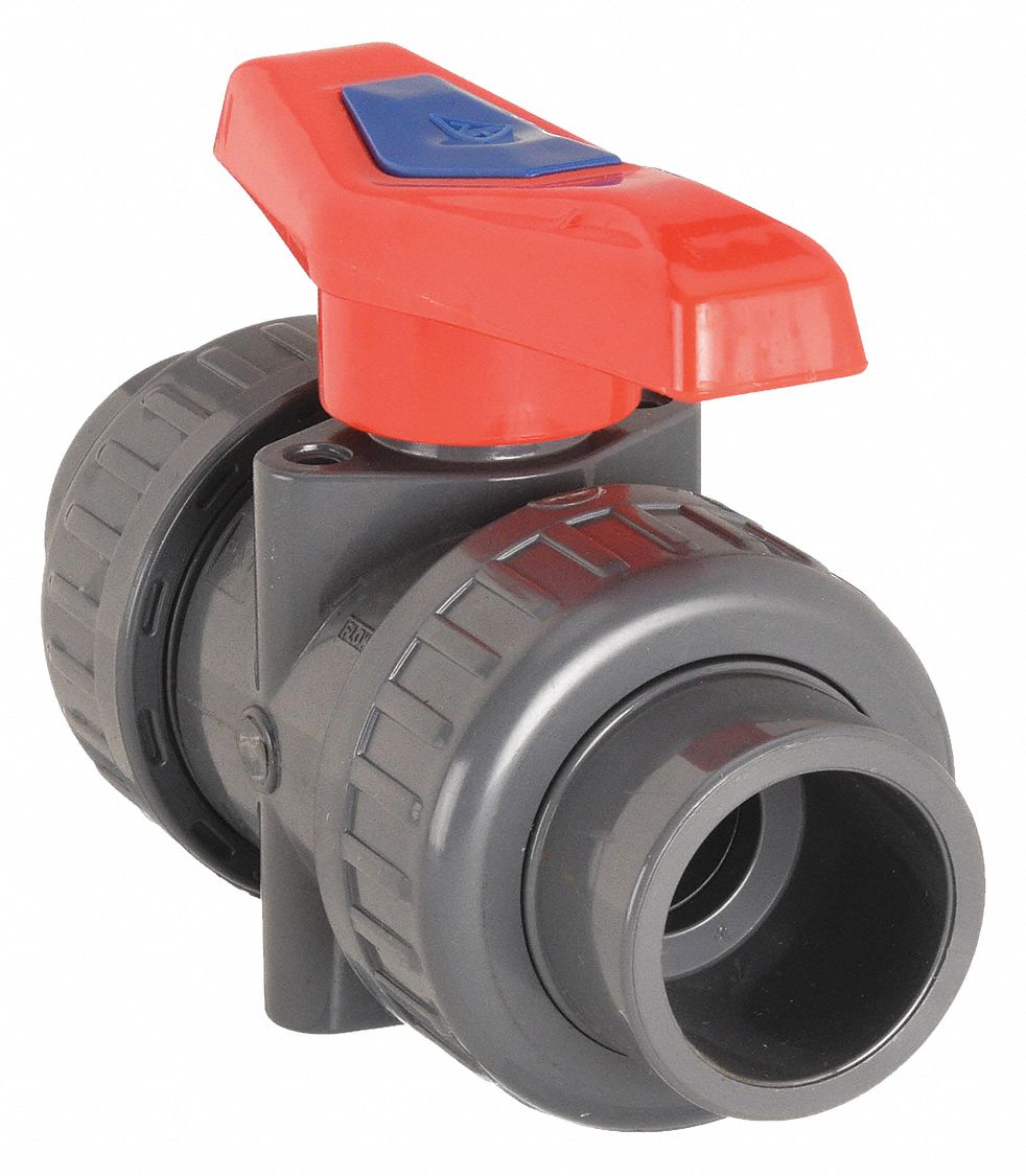 MANUAL TWO-WAY BALL VALVE: 1 IN, PVC, STRAIGHT, SOCKET X FNPT, STD PORT BALL PORT