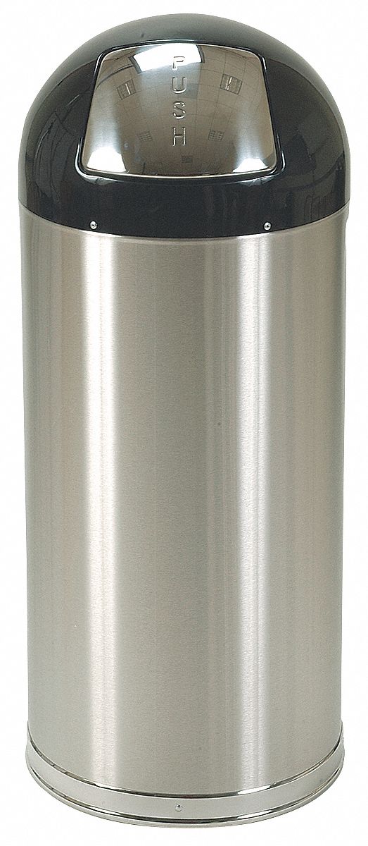 TRASH CAN,ROUND,12 GAL.,SILVER