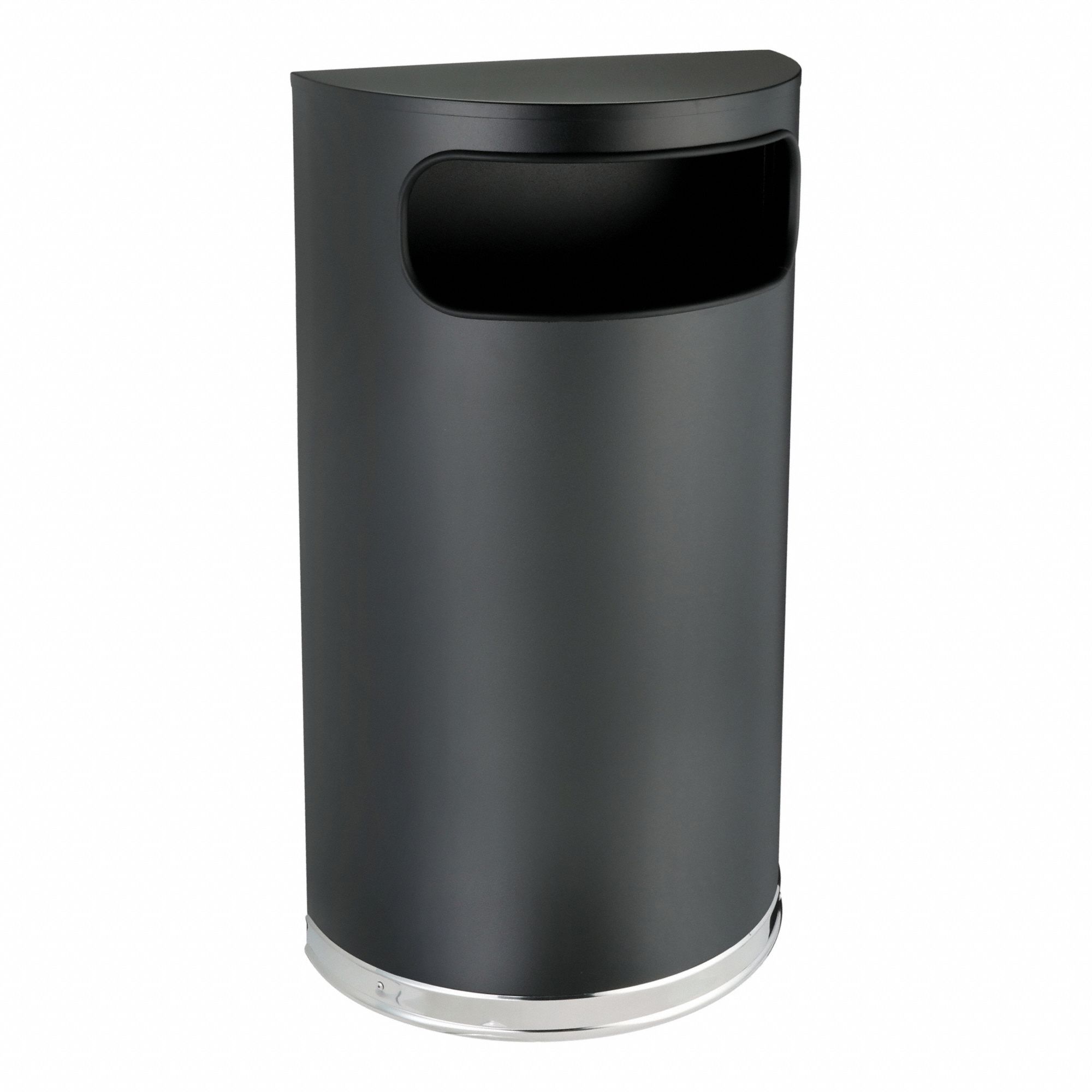 WASTEBASKET,HALF ROUND,9 GAL.,BLACK