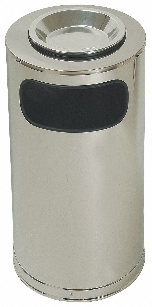 ASH/TRASH CAN,12 GAL.,SILVER