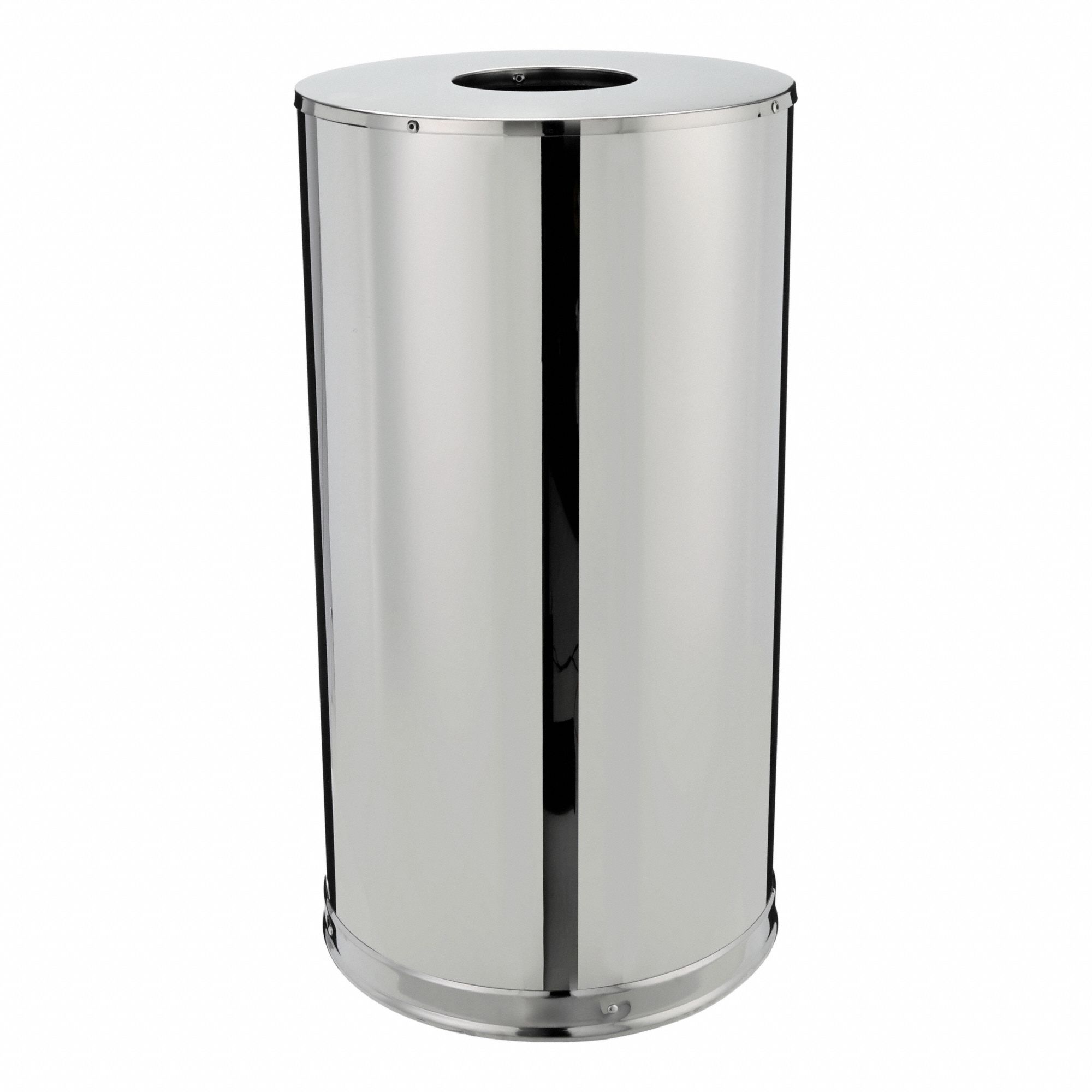 TRASH CAN,ROUND,15 GAL.,SILVER