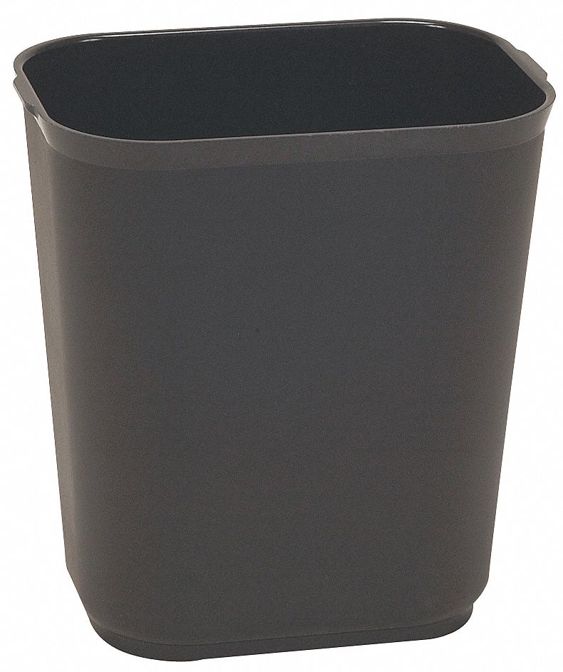 WASTEBASKET,RECTANGULAR,3-1/2 GAL.,BLACK