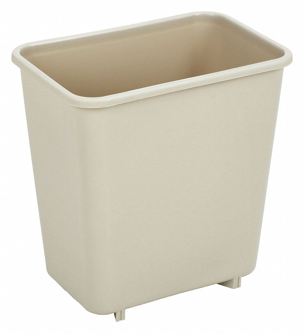 WASTEBASKET,RECTANGULAR,1-6/7 GAL.,BEIGE