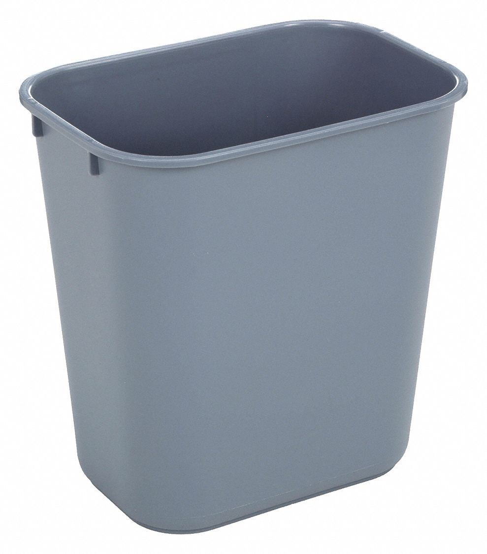 WASTEBASKET,RECTANGULAR,3-1/2 GAL.,GRAY