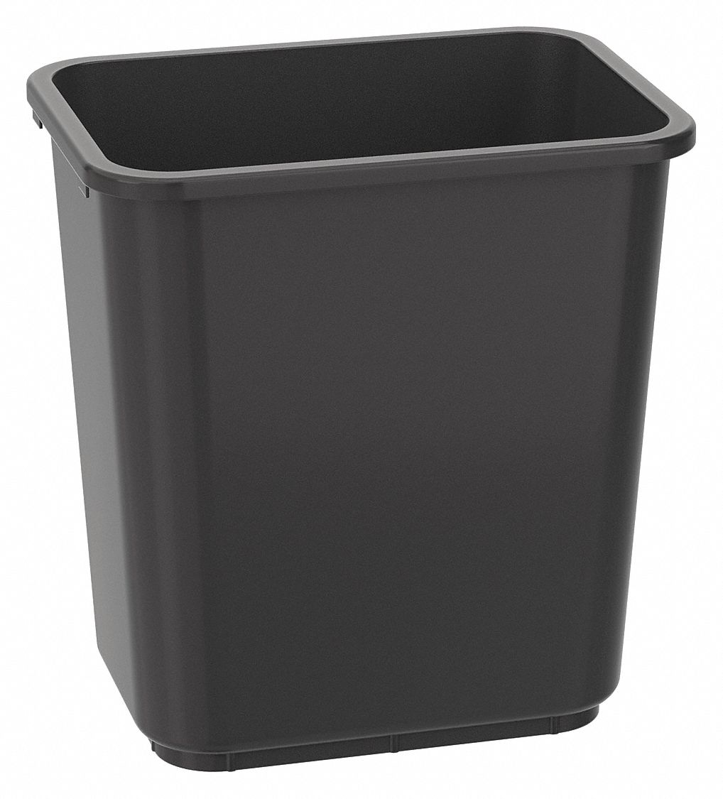 WASTEBASKET,RECTANGULAR,7 GAL.,BLACK