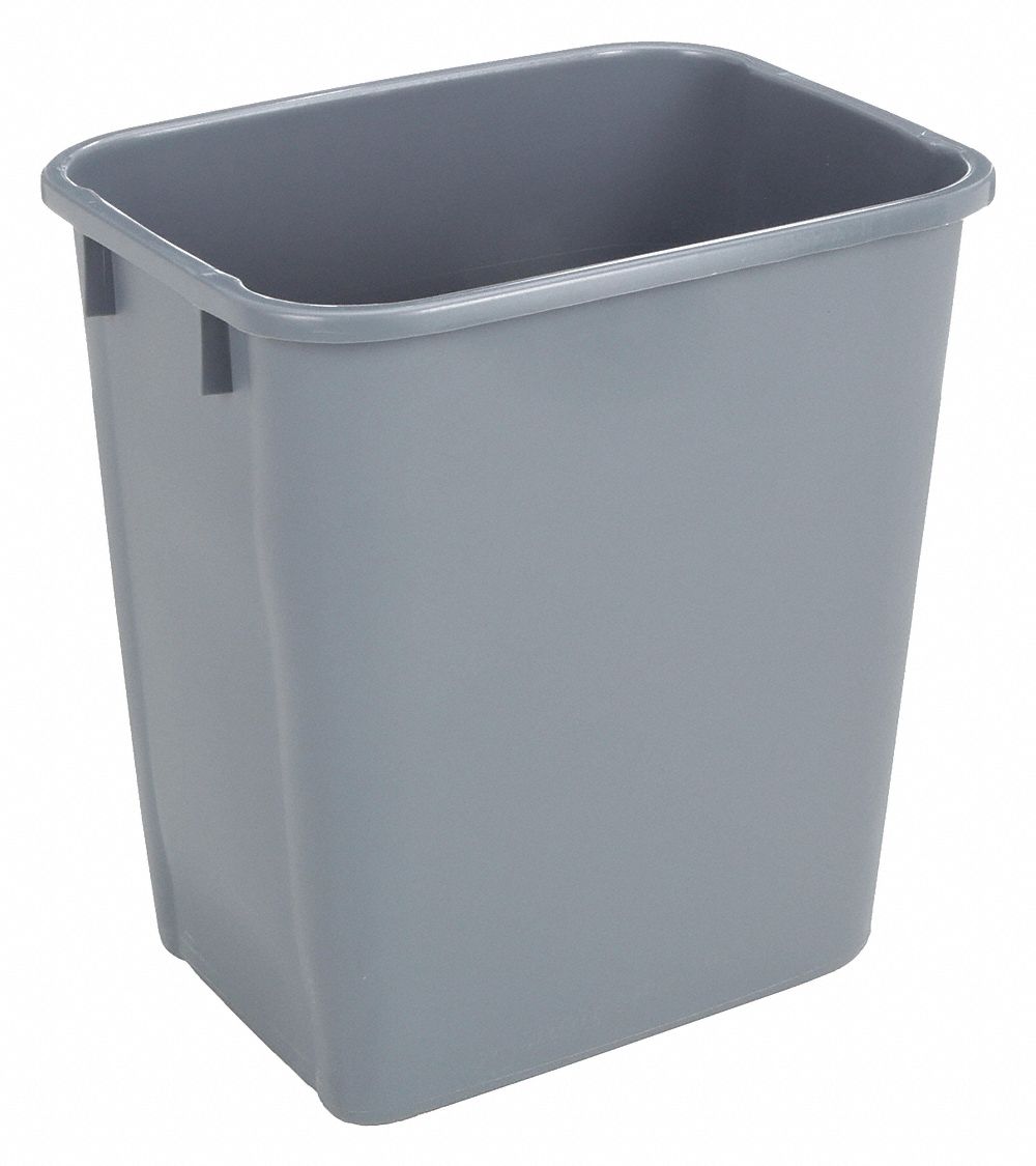 TRASH CAN,RECTANGULAR,10-21/64 GAL.,GRAY