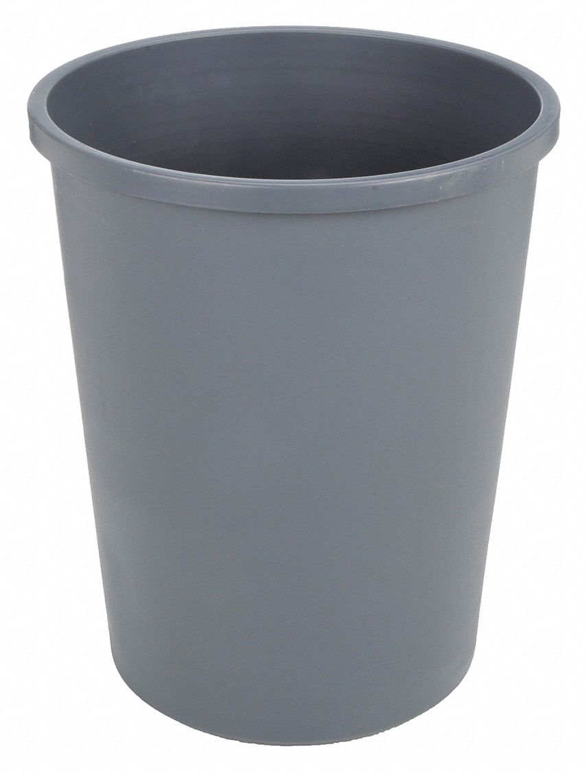 TRASH CAN,ROUND,11 GAL.,GRAY
