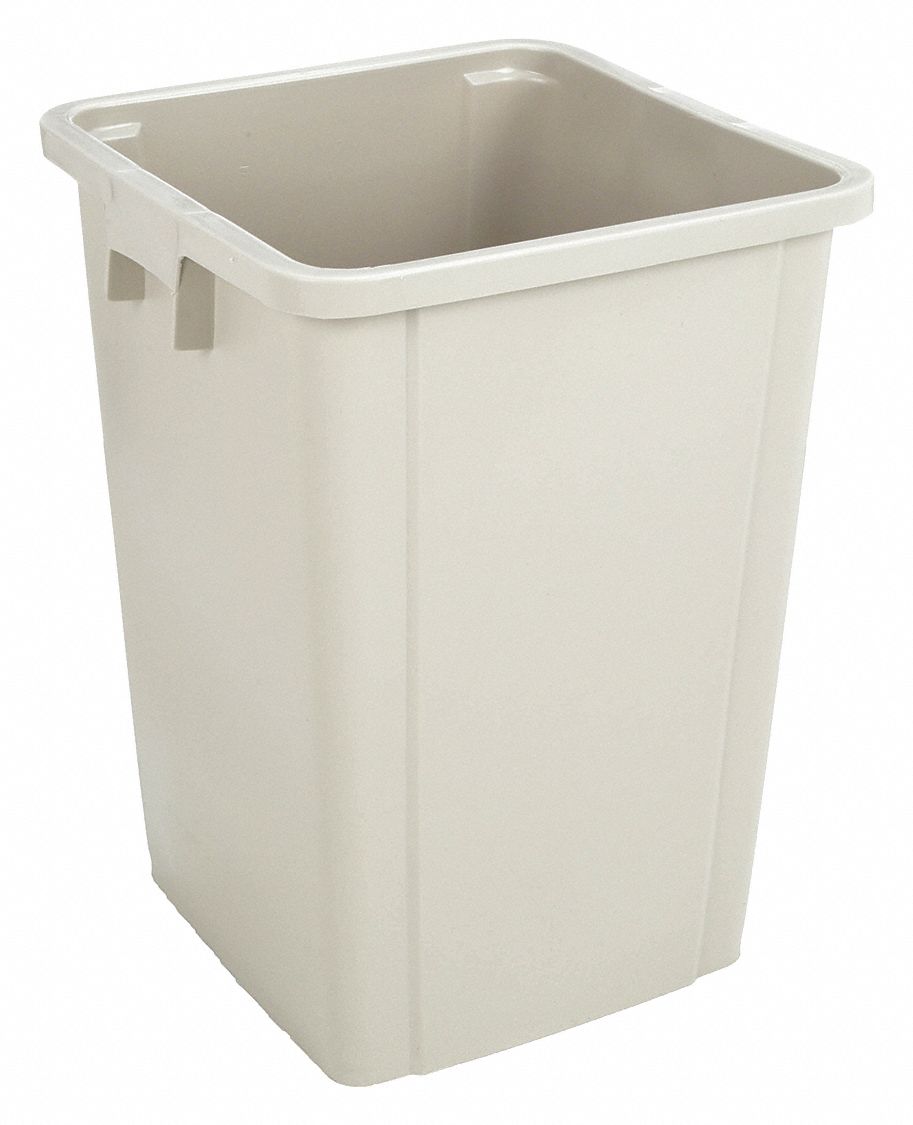 TRASH CAN,SQUARE,16 GAL.,BEIGE