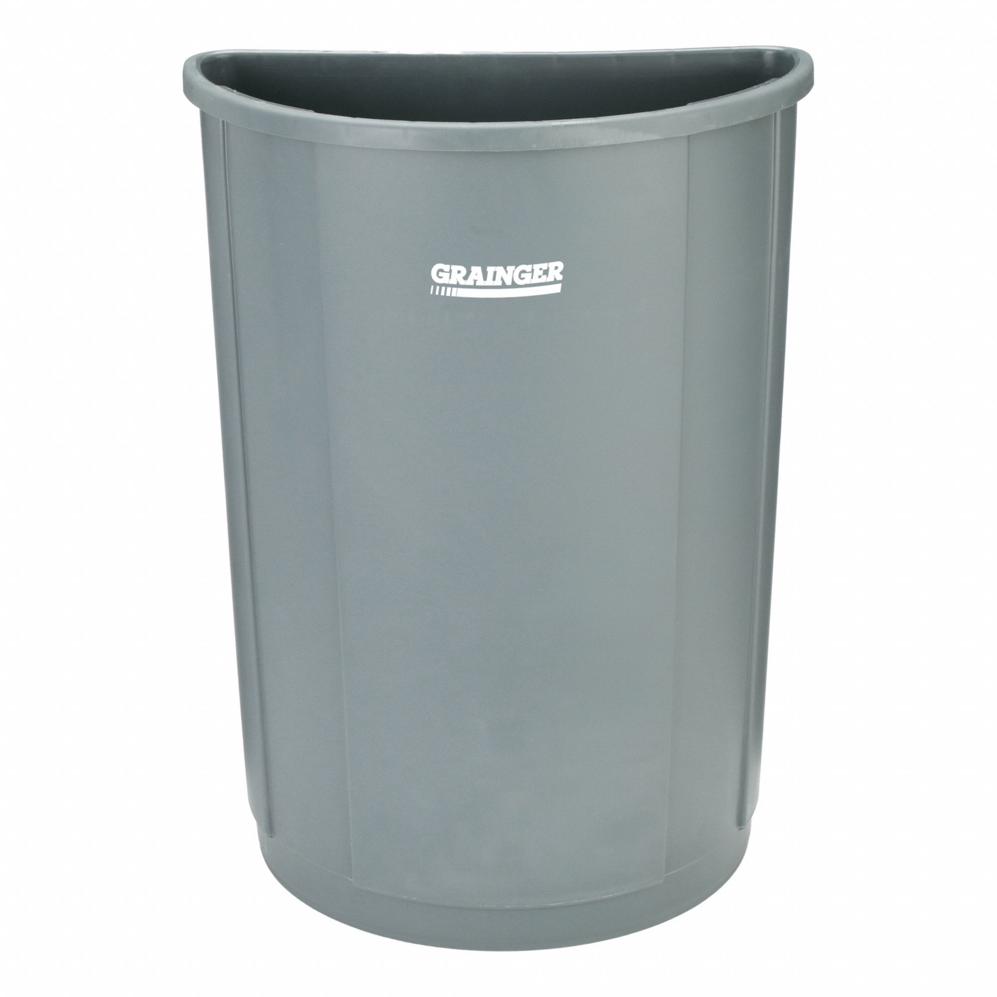 TRASH CAN,HALF ROUND,21 GAL.,GRAY