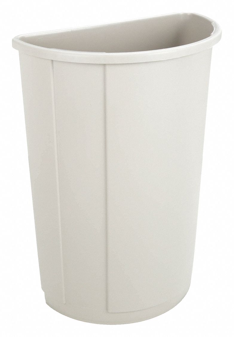 TRASH CAN,HALF ROUND,21 GAL.,BEIGE