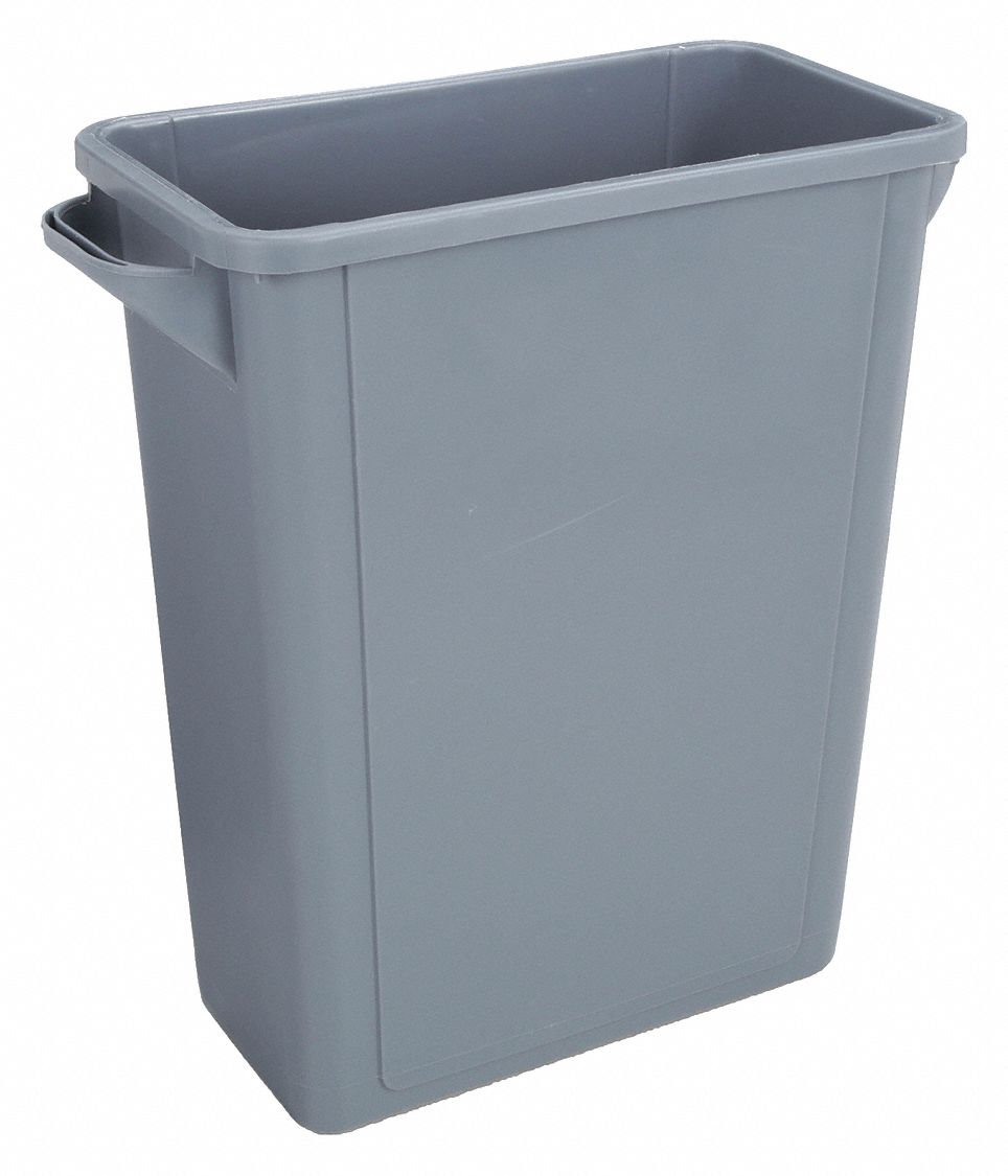 TRASH CAN,RECTANGULAR,15-29/32 GAL.,GRAY