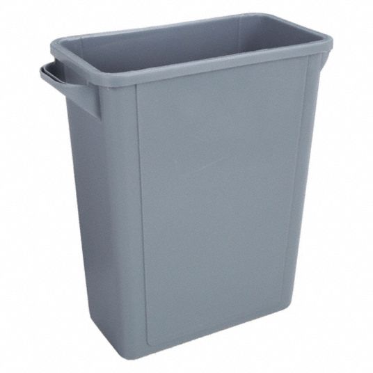 GRAINGER, Rectangular, Gray, Trash Can 4PGU64PGU6 Grainger