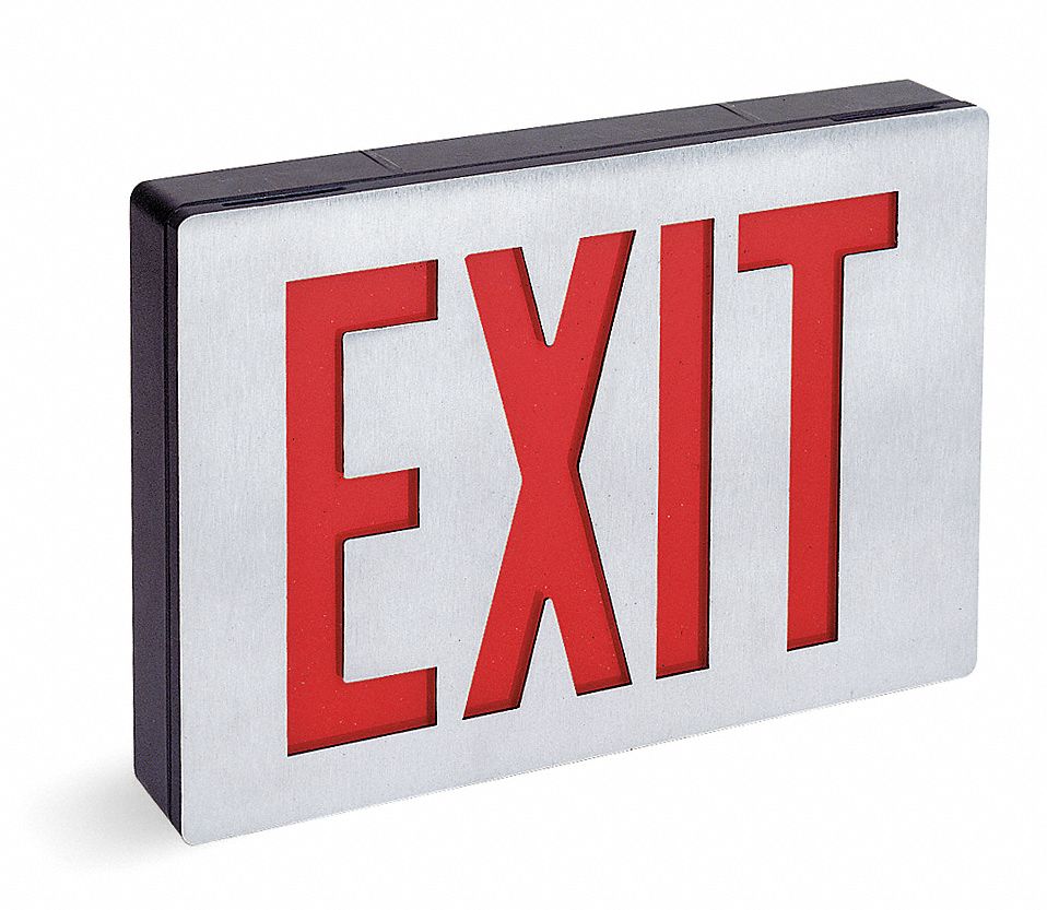 Red, 1 Faces, Exit Sign - 5YB73LV S 1 R 120/277 EL N UM 4X - Grainger