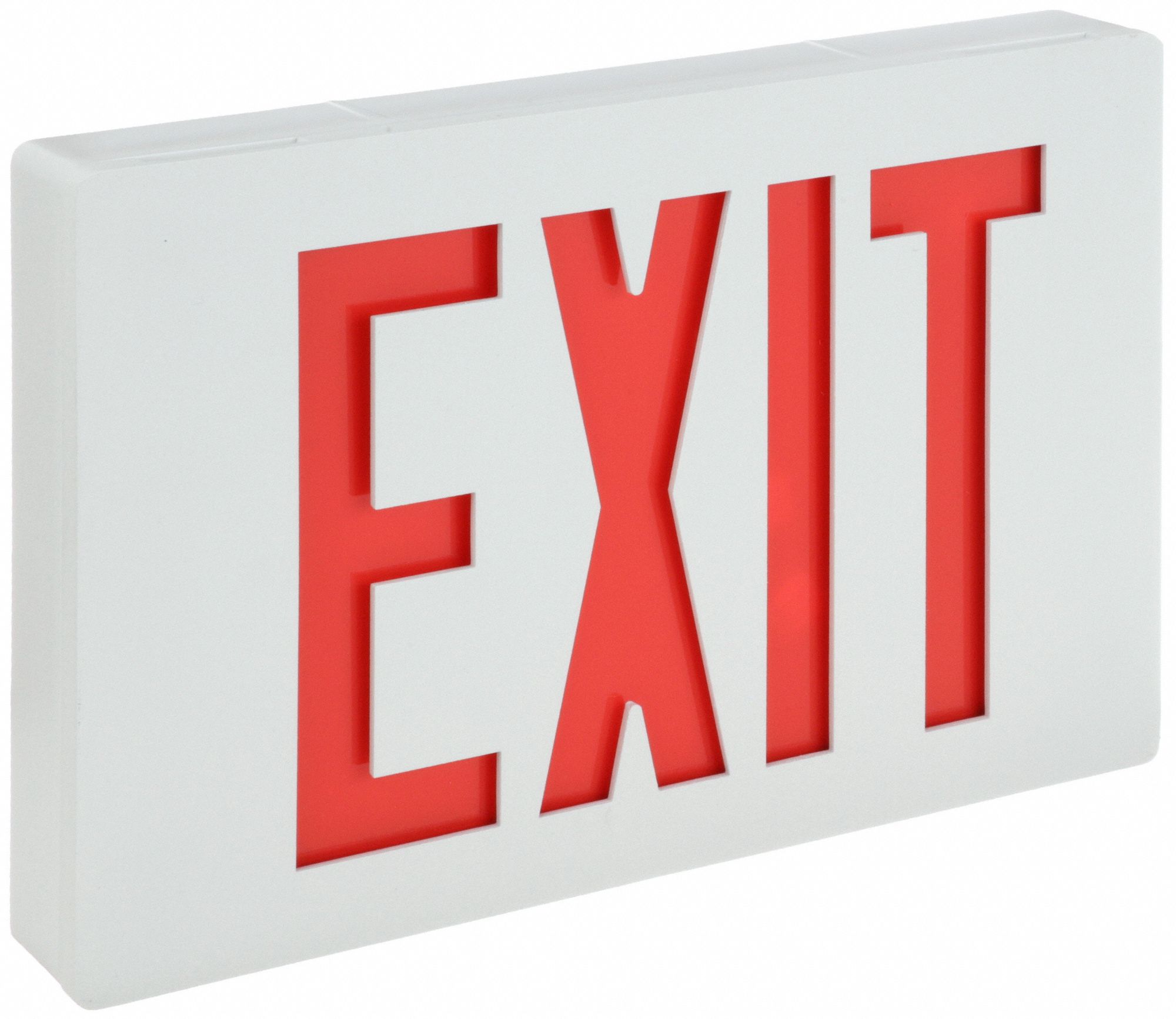 Exit Sign: LED, White, Red, 1 Faces, Ceiling, Not Battery Powered, Without Battery Backup