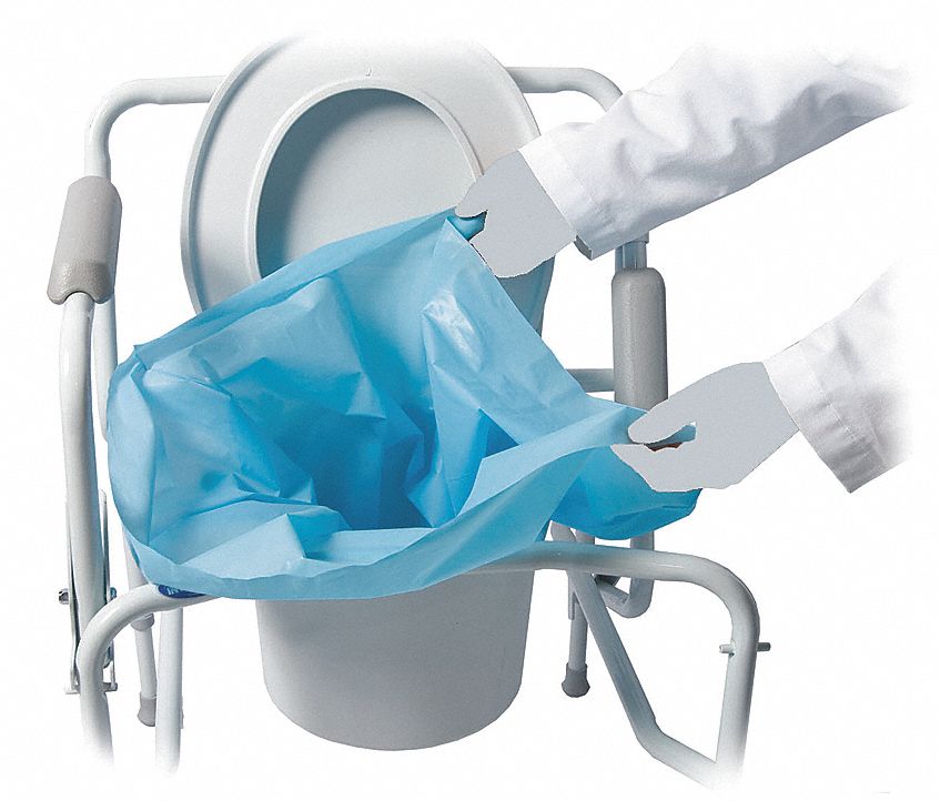 DQE, Blue, 100, Commode/Bedpan Liners 4PHU2MC4031 Grainger