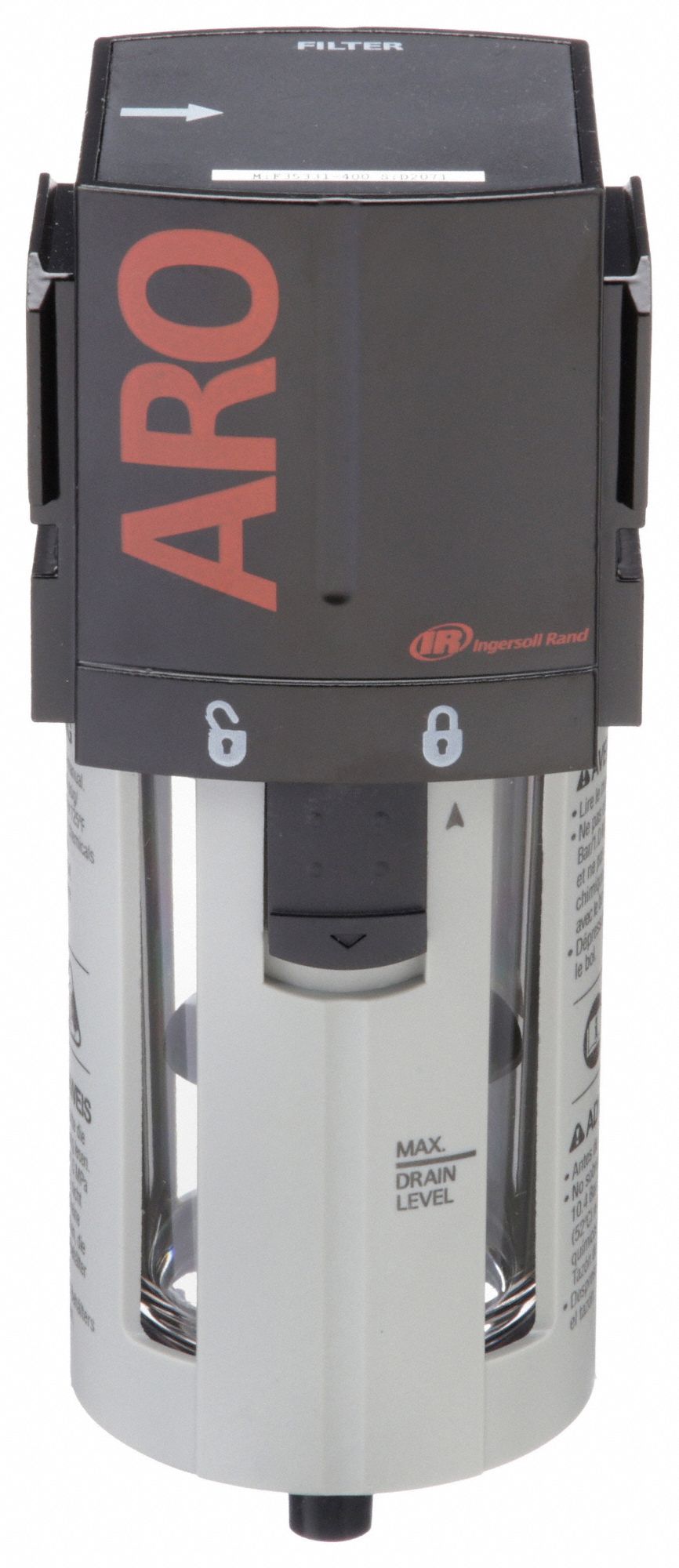 Compressed Air Filter: Particulate, 3/8 in NPT, 5 micron, 156 cfm, 150 psi Max Op Pressure, 2000