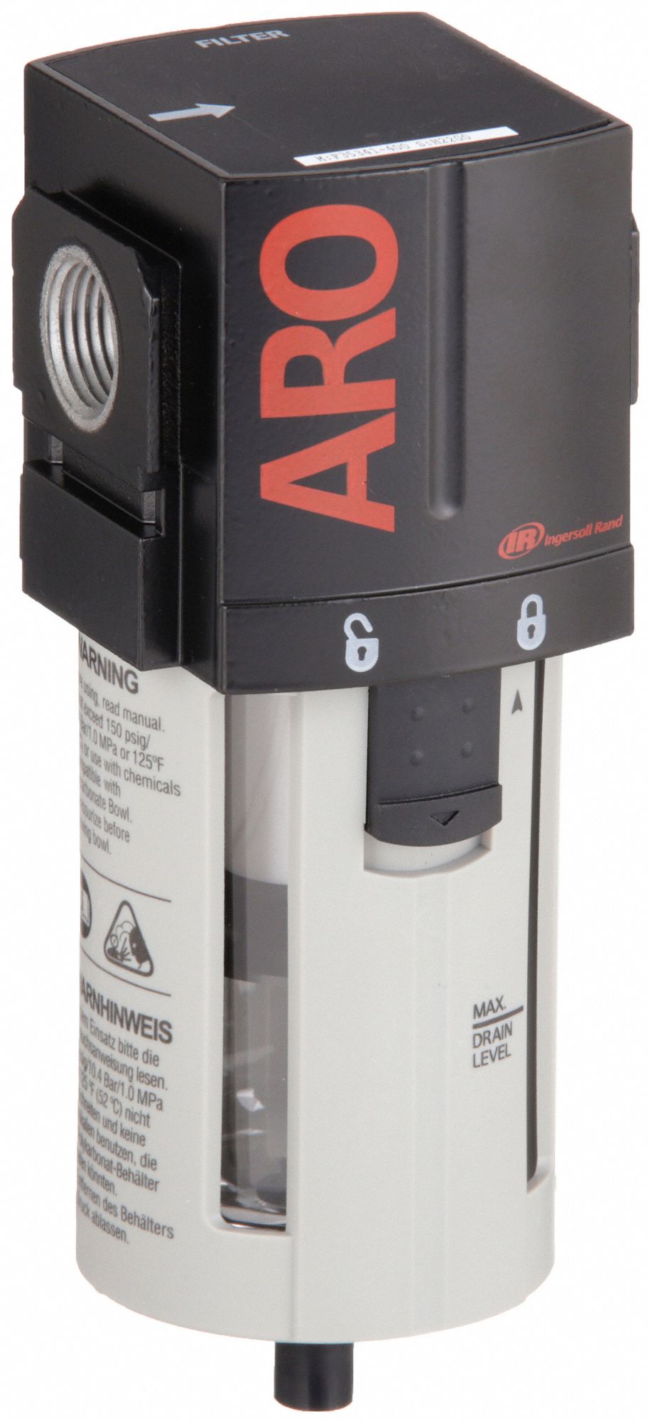 Compressed Air Filter: Particulate, 1/2 in NPT, 5 micron, 197 cfm, 150 psi Max Op Pressure, 2000