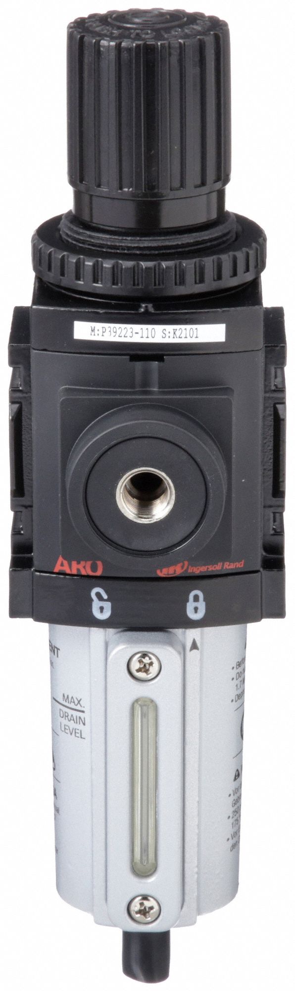 Filter-Regulator: 1500 Series, 1/4 in NPT, 72 cfm, 0.3 micron, 0 psi to 140 psi, Manual Drain