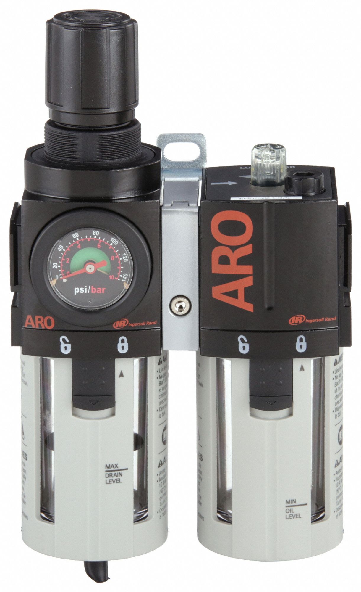 Filter/Regulator/Lubricator: 3/8 in NPT, 96 cfm, 150 psi Max Op Pressure, 5 micron, 2000 Series