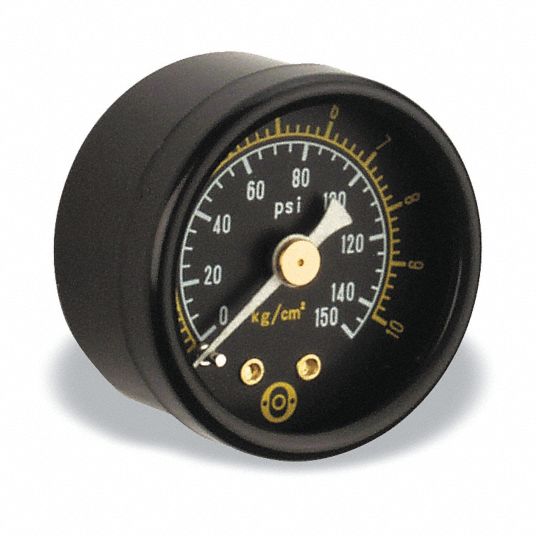 ARO Pressure Gauge: 0 to 150 psi, 1 1/2 in Dial, 1/8 in NPT Male ...