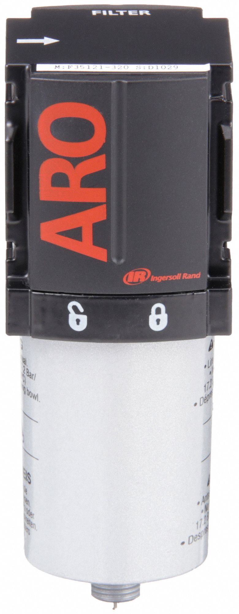 Pneumatic Oil Filter: Coalescing, 1/4 in NPT, 0.3 micron, 49 cfm, 250 psi Max Op Pressure, 1000