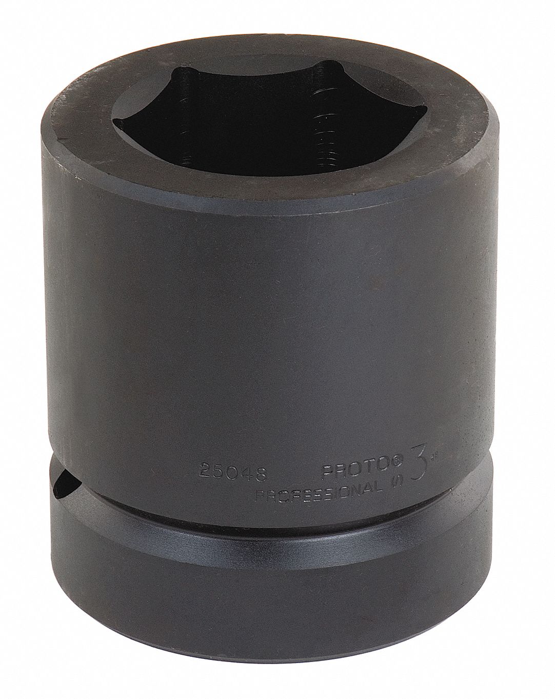 Impact Socket: 2 1/2 in Drive Size, SAE, 6 1/8 in Socket Size, 6-Point, Std, Black Oxide