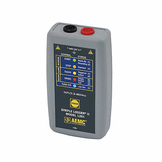 Voltage Data Logger: 0 to 600 AC/DC, 1 Volt Channels, True RMS, Single Phase, USB