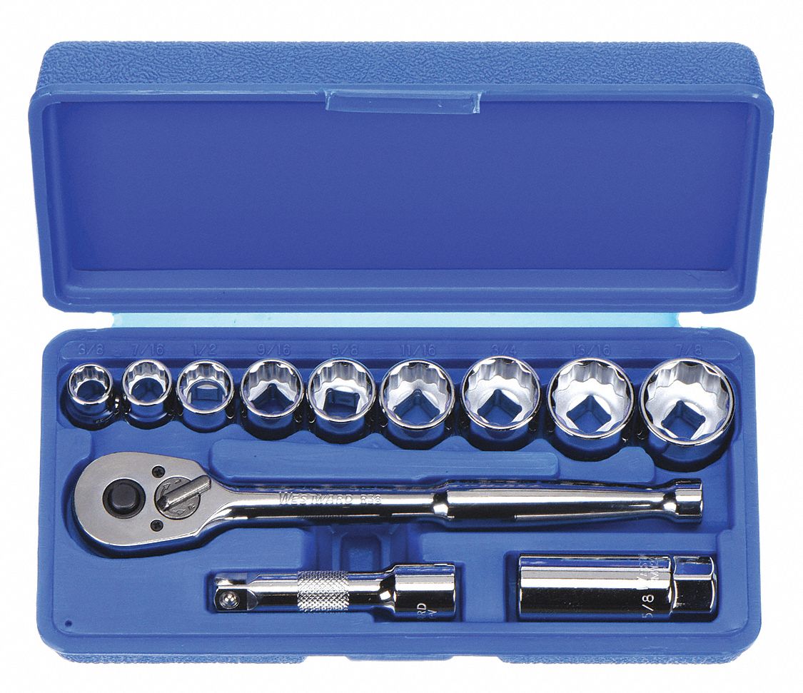 SOCKET SET,STD,SAE,3/8DR,12PT,12PC