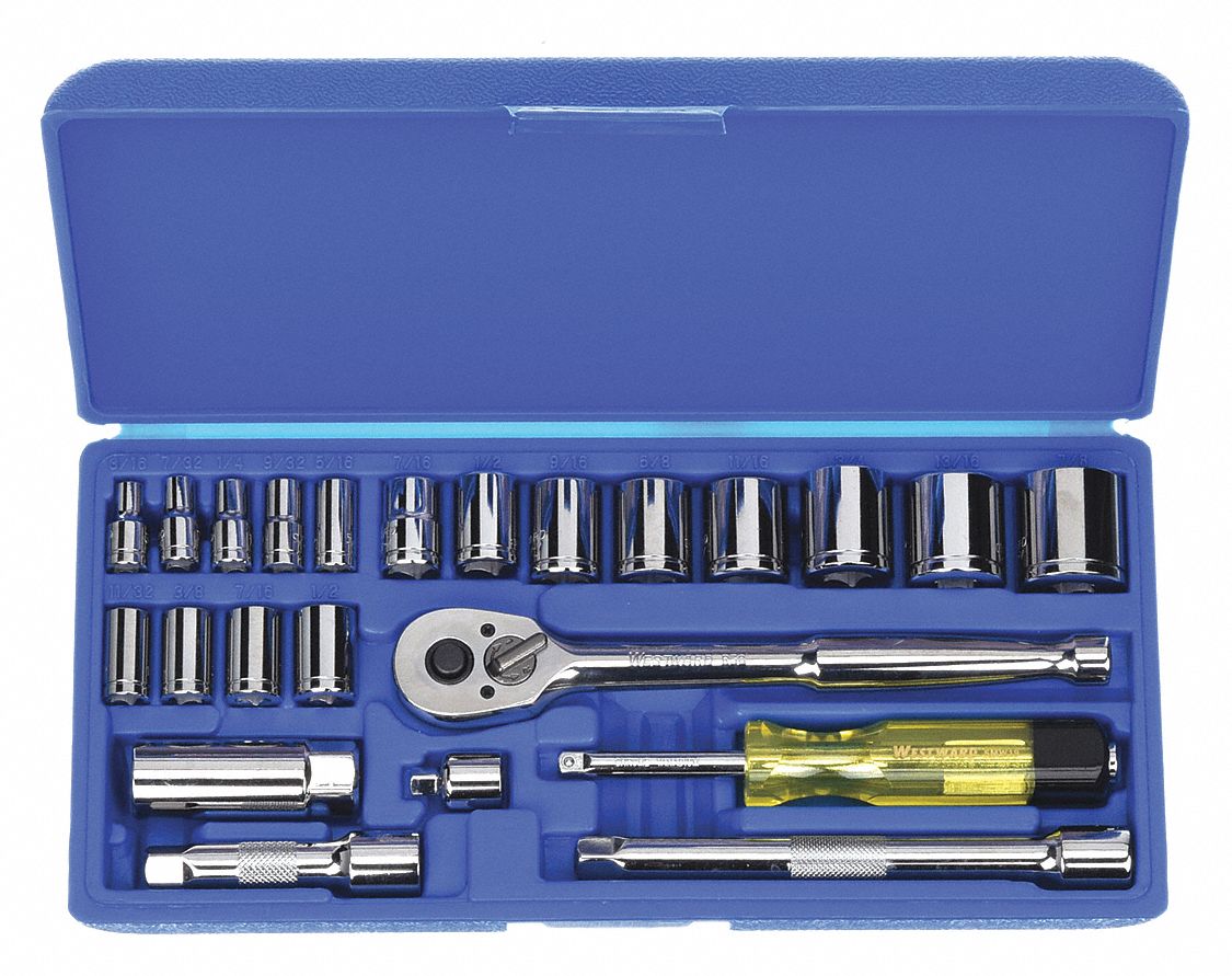 SOCKET SET,SAE,1/4,3/8 DR,23 PC