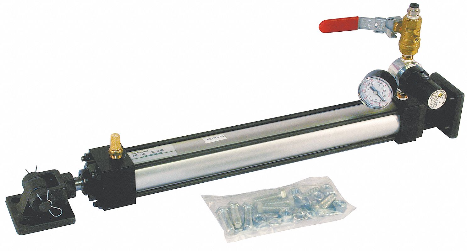 Air Cylinder, Mounting Brackets, Air Regulator, Gauge, and Shut Off Valve, Air TakeUp Package