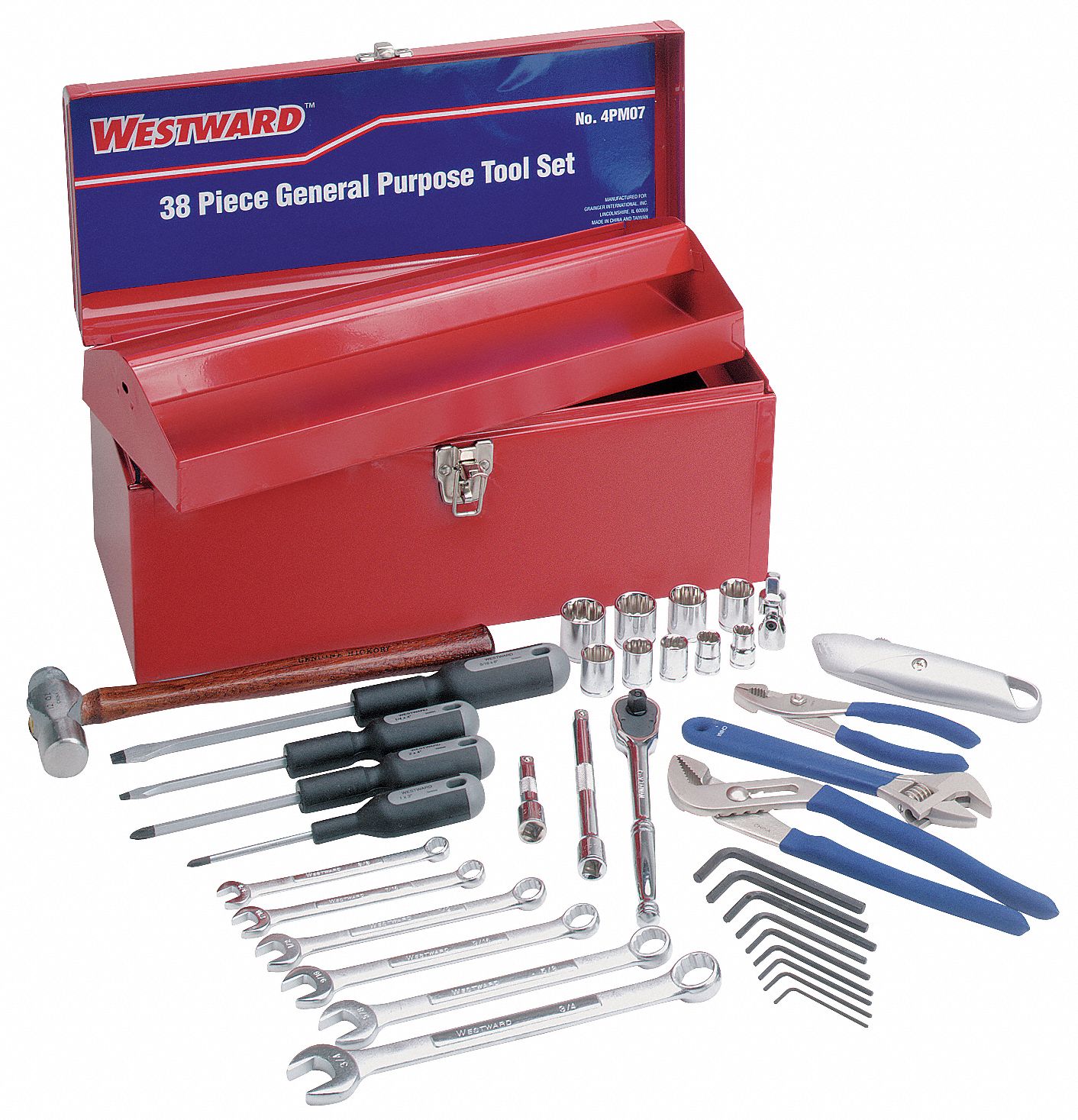 Westward 37 Total Pcs Sae Master Tool Set 4pm074pm07 Grainger