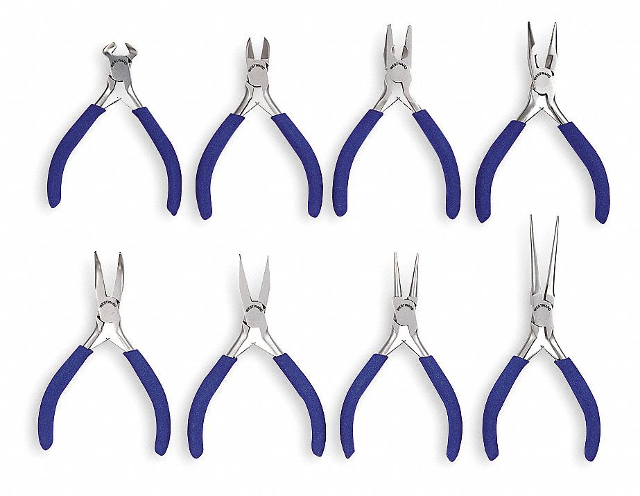 Westward 4PM16 Precision Plier Set, Dipped, 8 Pcs