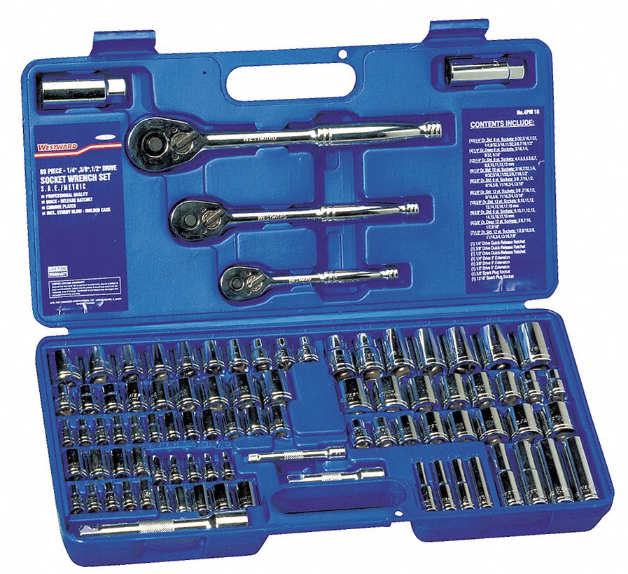 Westward Socket Set 1 4 3 8 1 2 Dr Pc Socket Sets With Drive Tools Wsw4pm18 4pm18 Grainger Canada