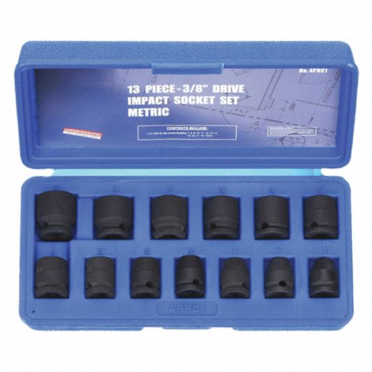 WESTWARD, 3/8 in Drive Size, 13 Pieces, Impact Socket Set 4PRC14PRC1