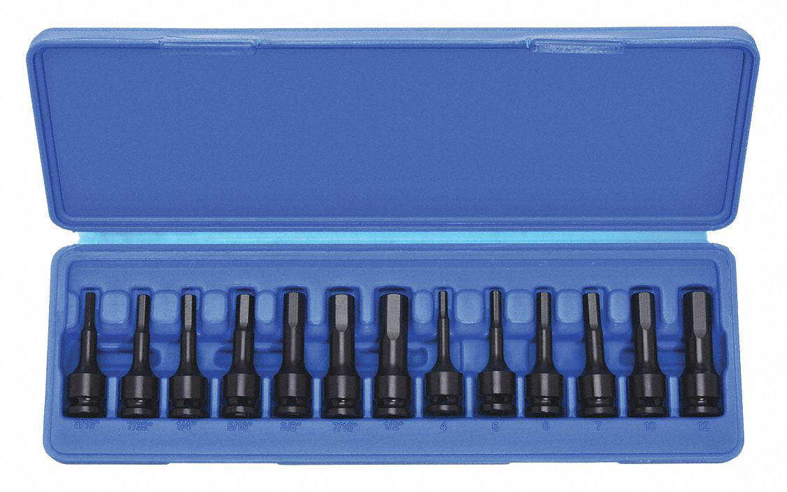 IMPACT HEX DRIVER SET,3/8 DR,6 PT,1