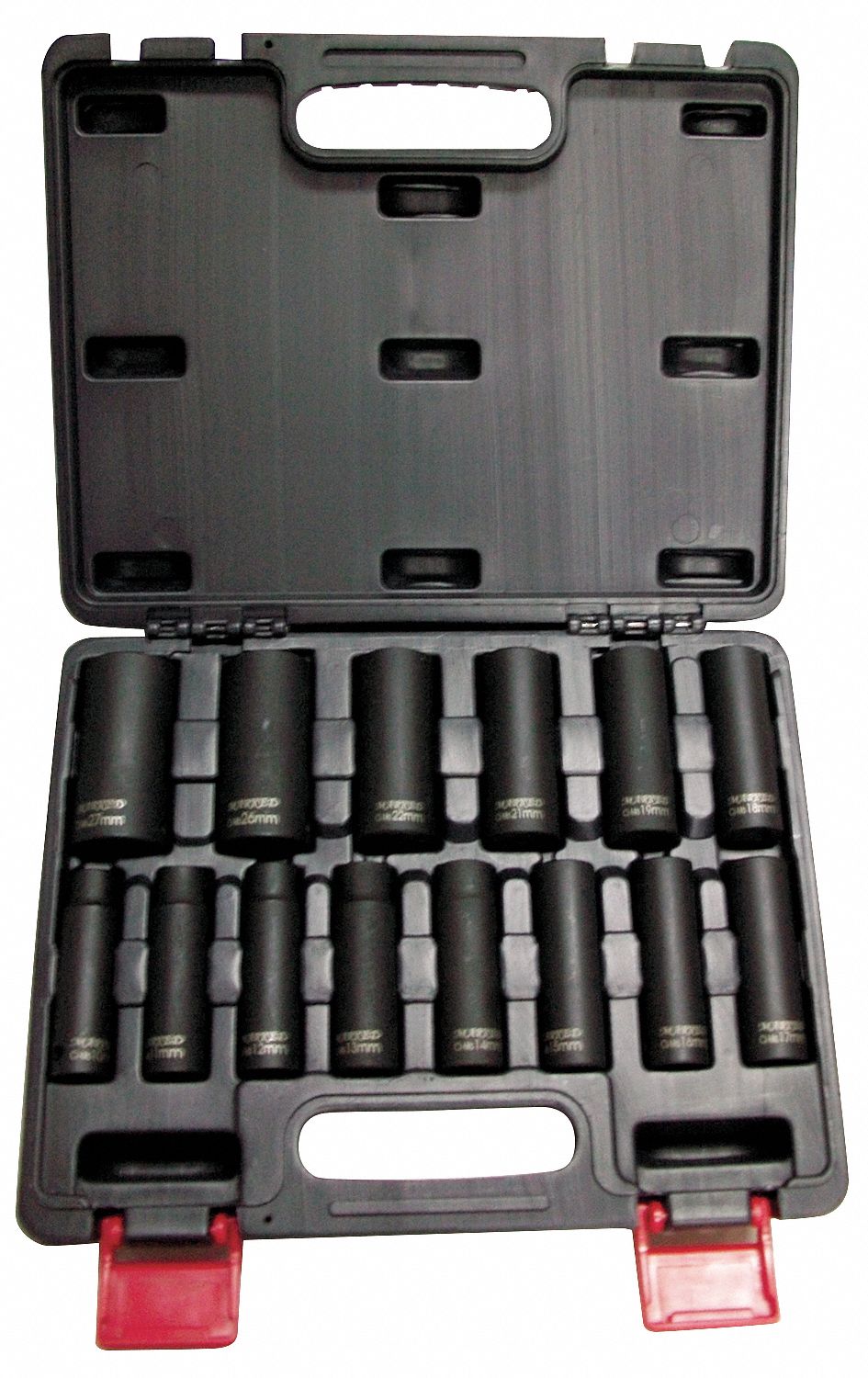 WESTWARD Impact Socket Set, Alloy Steel, Black Oxide, 1/2 in, Impact