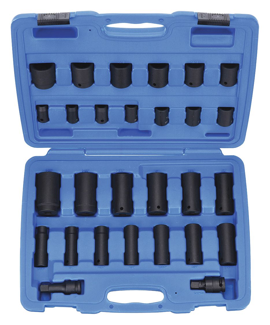 IMPACT SOCKET SET,1/2 DR,6 PT,STD,2