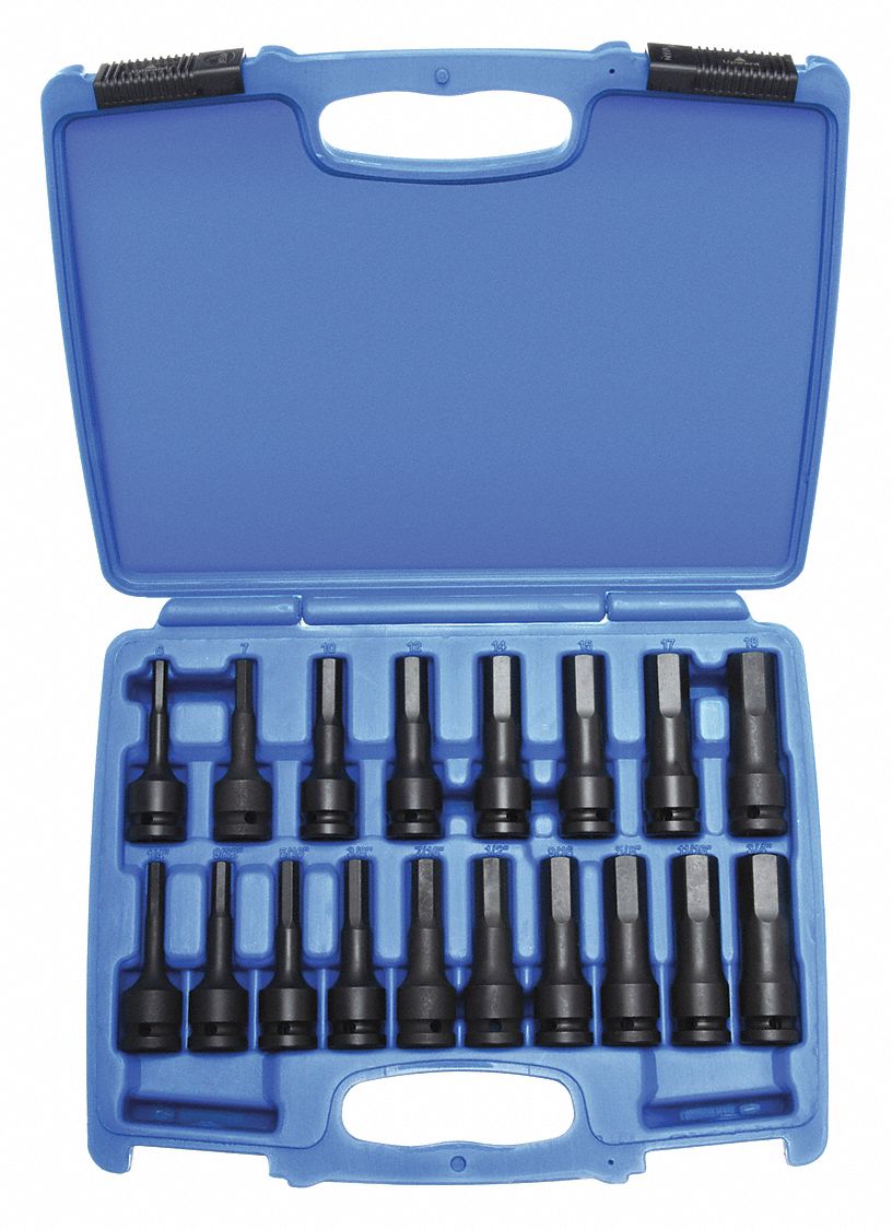 WESTWARD BIT HEX SOCKET SET 1/2IN DR 10 P - Socket Bit Sets