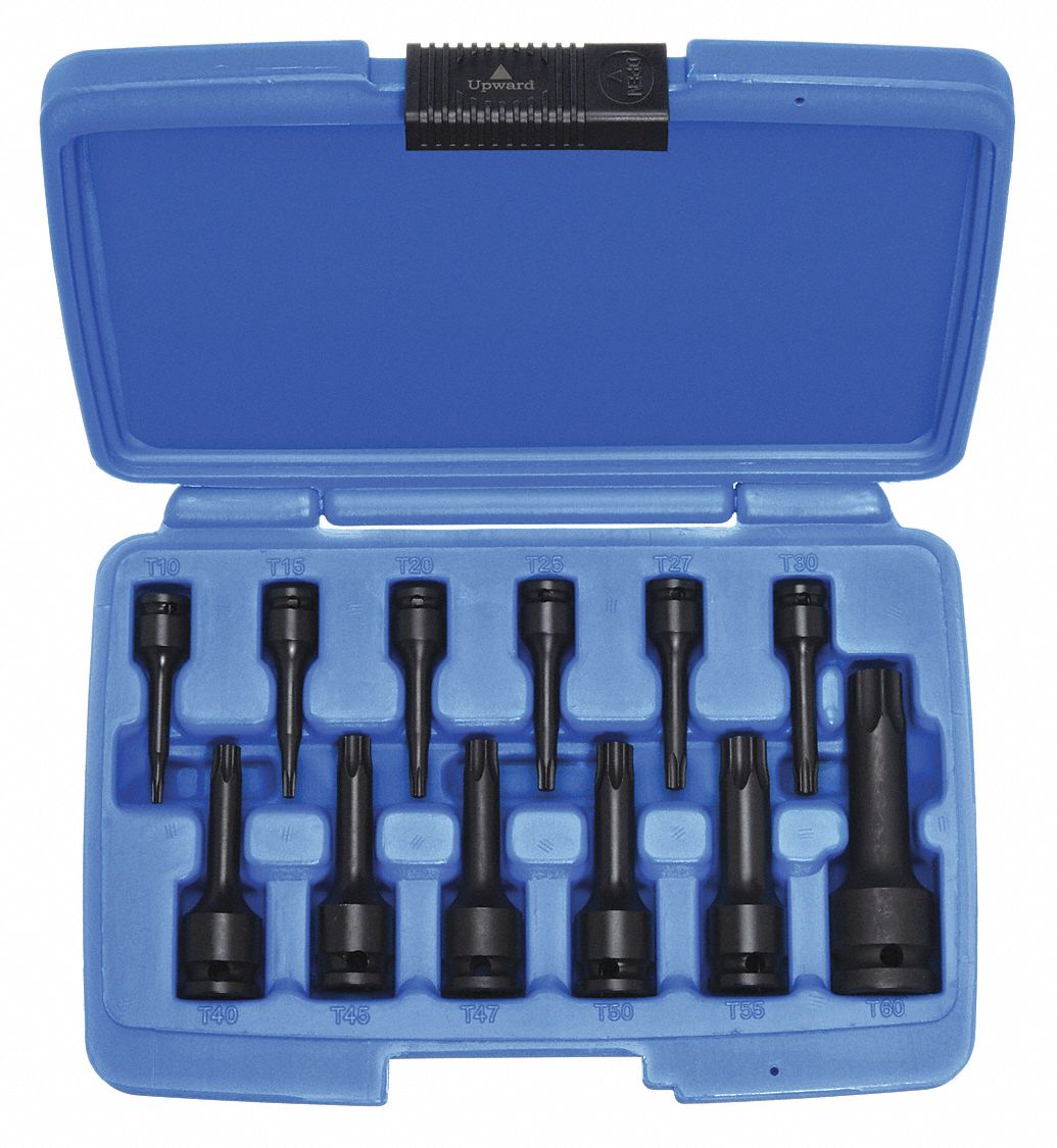 WESTWARD BIT HEX SOCKET SET 1/2IN DR 10 P - Socket Bit Sets