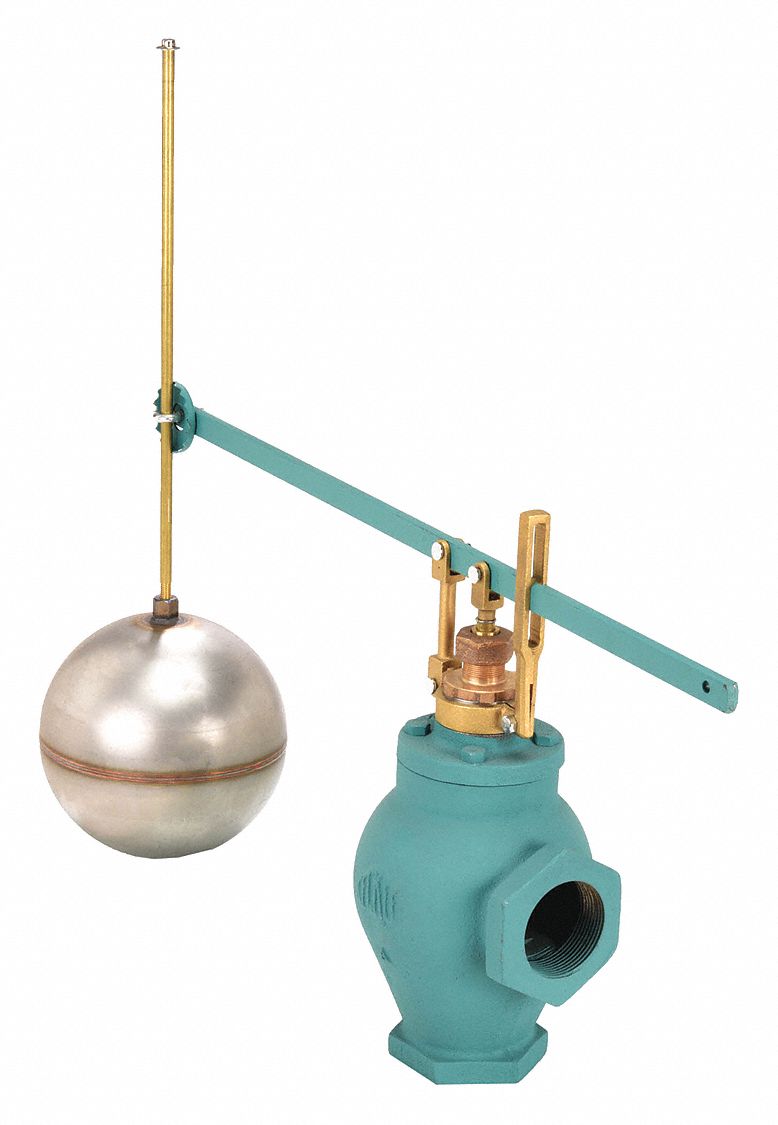 Float Valve Assembly: For Chemicals/Oil/Water Media, Angle Valve Body, Cylindrical, Iron, 27