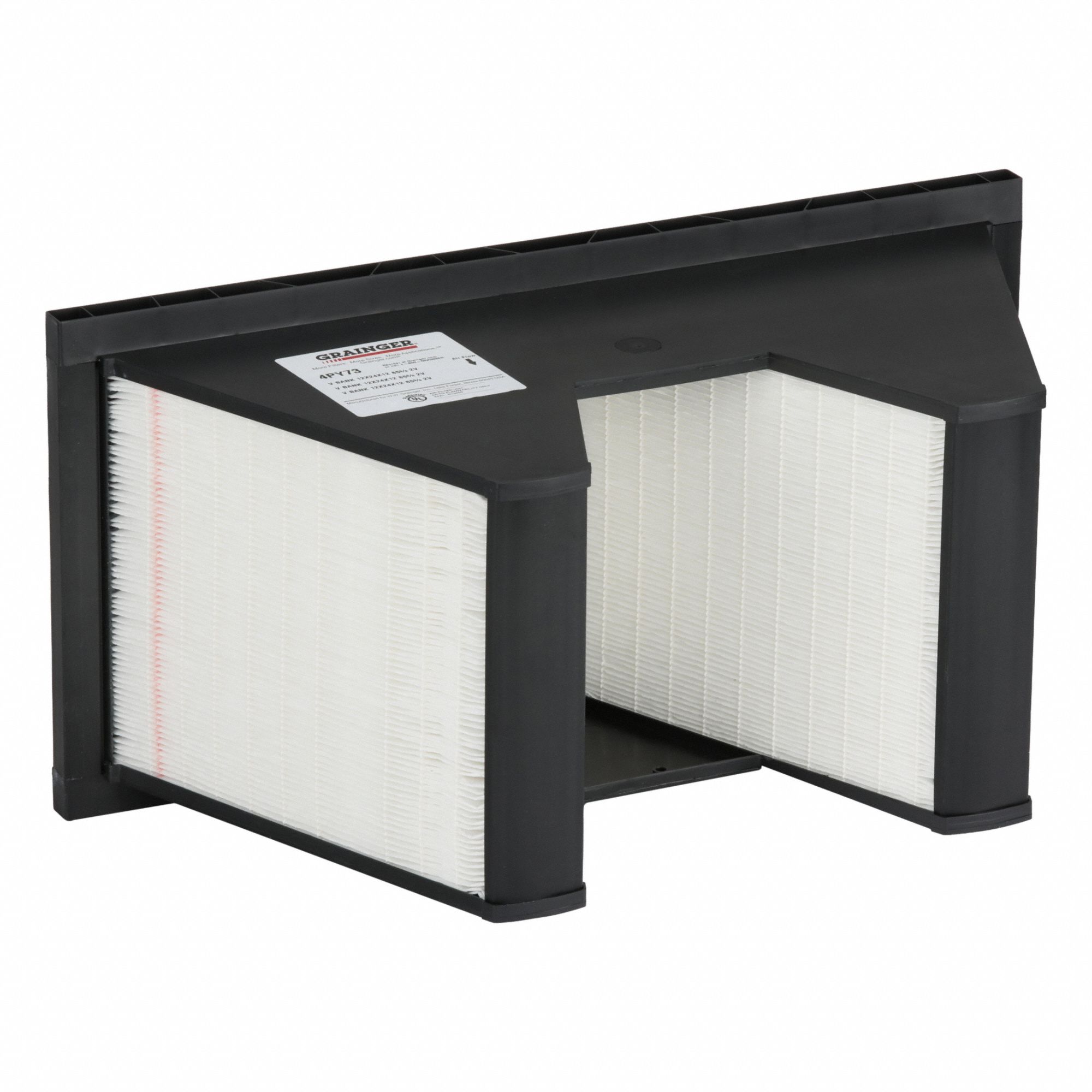 V-Bank Air Filter: 12 in x 24 in x 12 in, Fiberglass, Single Header, 2 Vs, MERV 13