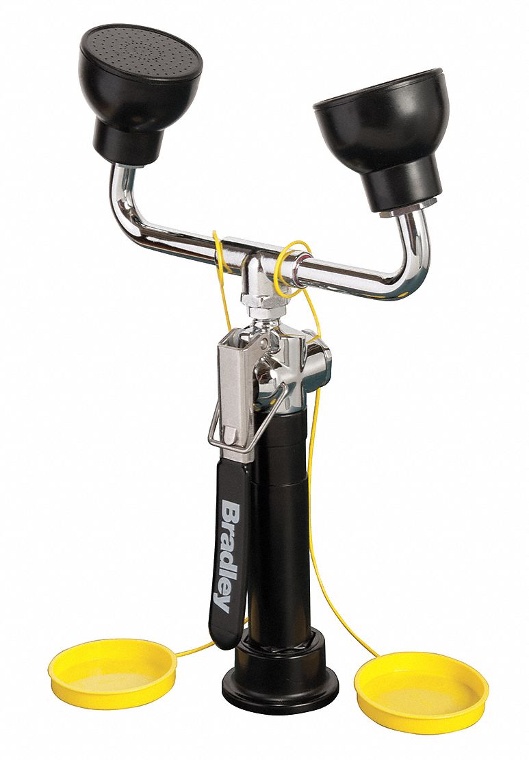 Dual Head Drench Hose: Std, Eyes and Face Coverage, Thermoplastic Hose, 8 ft Hose Lg, NPT