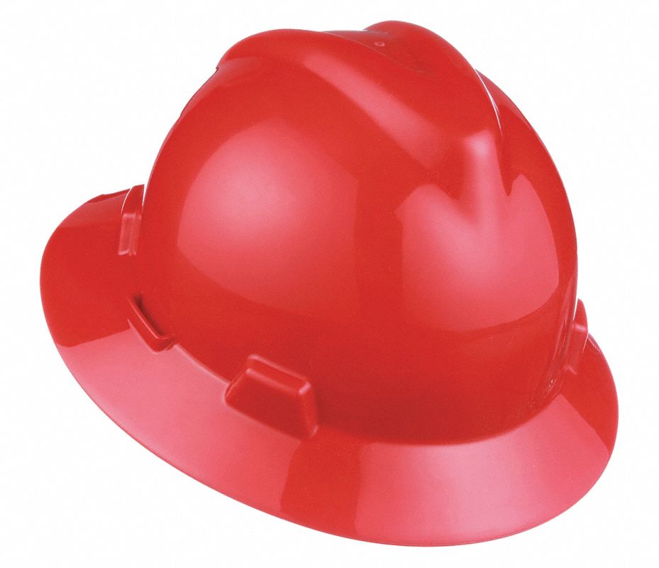 MSA V-Gard® Casco de Seguridad Ala Completa, Matraca (4-Puntos), Rojo ...