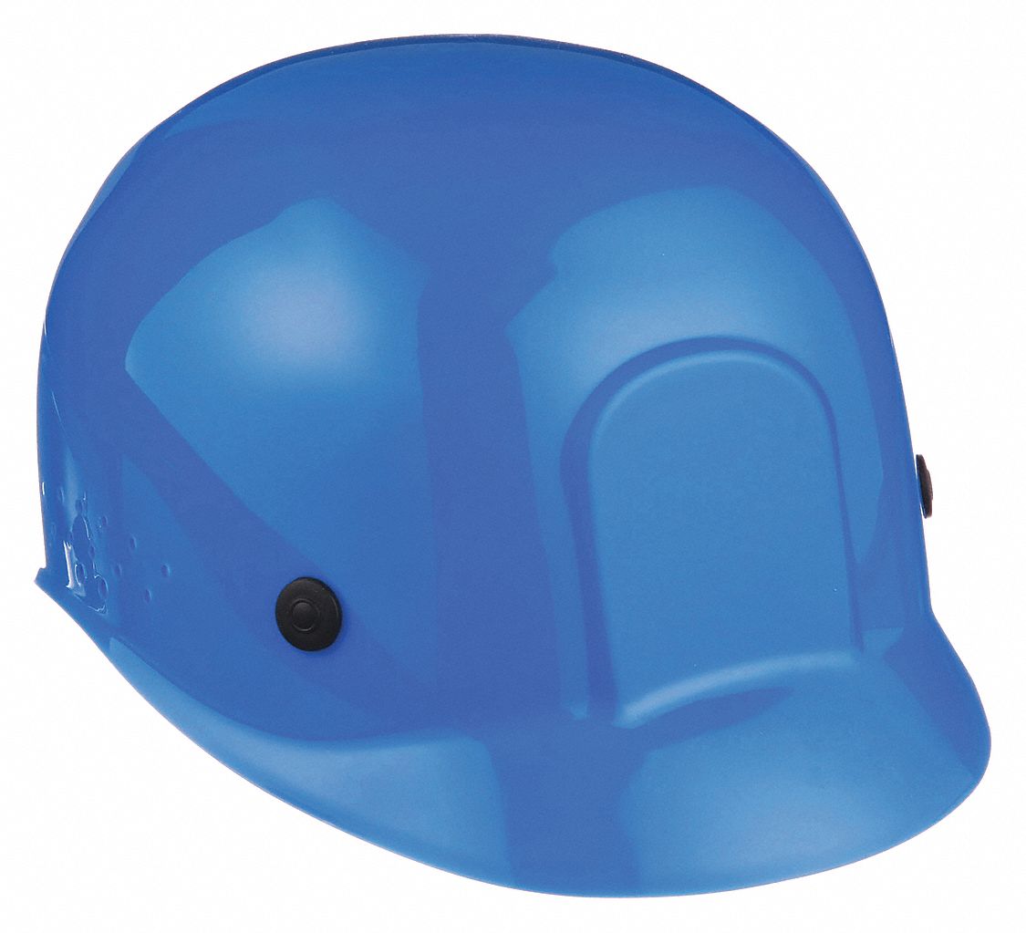 CASQUE SÉCURITÉ SANS FENTE, AÉRÉ, POLYÉTHYLÈNE, BORD AVANT, VERROUILLAGE, BLEU, TAILLE 6½ À 8
